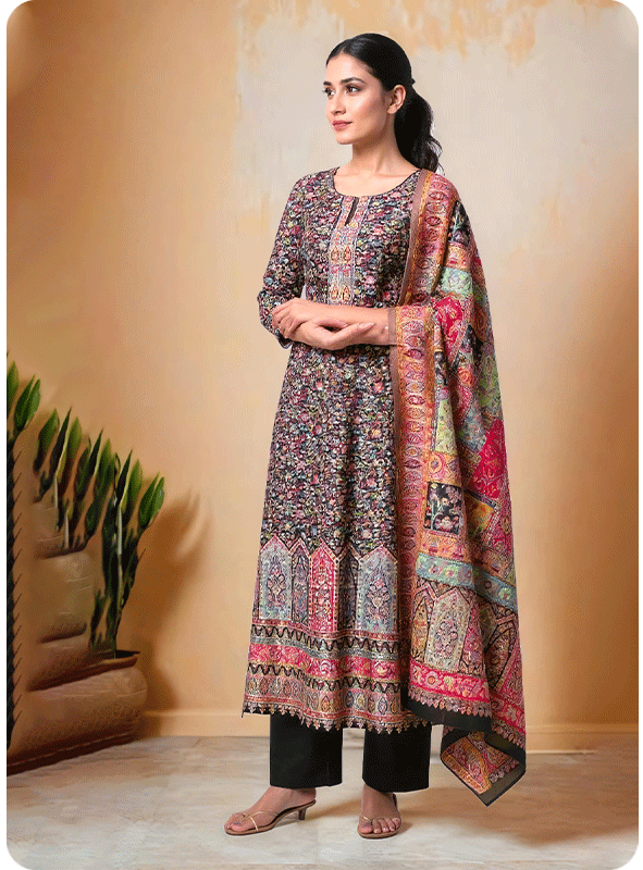Organic silk suit with heavy dupatta full jamdaani